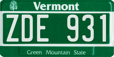 VT license plate ZDE931