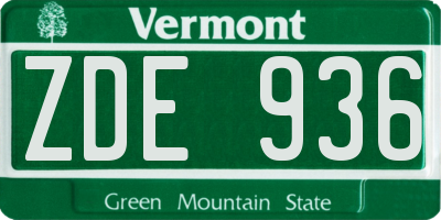 VT license plate ZDE936