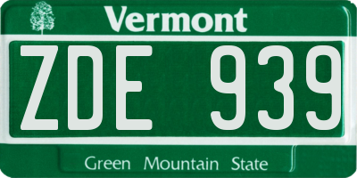 VT license plate ZDE939