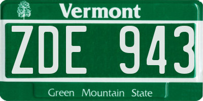 VT license plate ZDE943