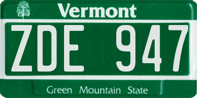 VT license plate ZDE947