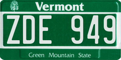VT license plate ZDE949