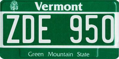 VT license plate ZDE950