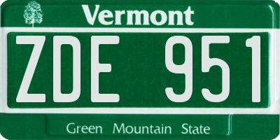 VT license plate ZDE951