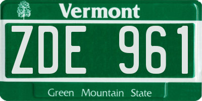 VT license plate ZDE961