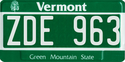 VT license plate ZDE963