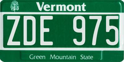 VT license plate ZDE975