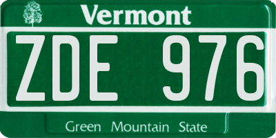 VT license plate ZDE976
