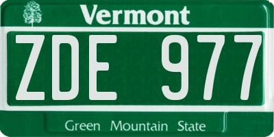 VT license plate ZDE977