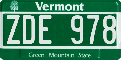 VT license plate ZDE978