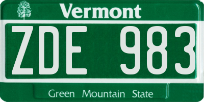VT license plate ZDE983