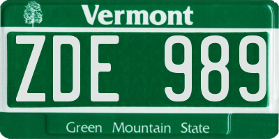 VT license plate ZDE989