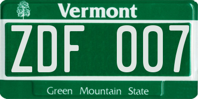 VT license plate ZDF007