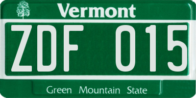 VT license plate ZDF015