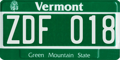 VT license plate ZDF018