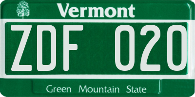 VT license plate ZDF020