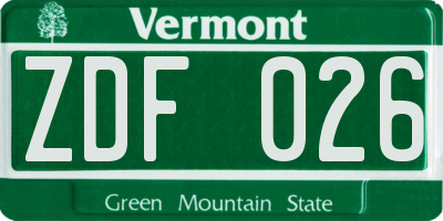 VT license plate ZDF026