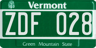 VT license plate ZDF028