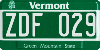 VT license plate ZDF029