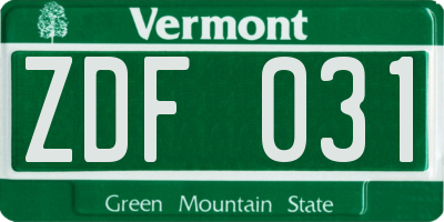 VT license plate ZDF031