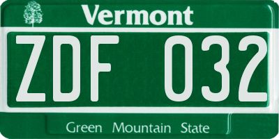 VT license plate ZDF032