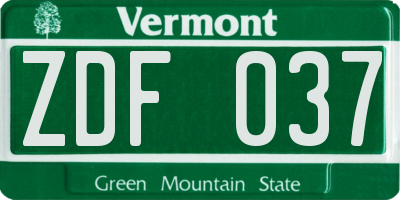 VT license plate ZDF037