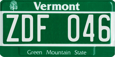 VT license plate ZDF046