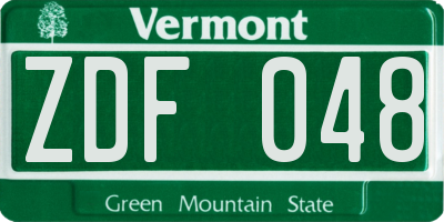 VT license plate ZDF048
