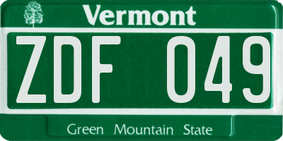 VT license plate ZDF049