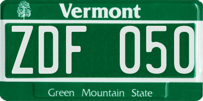 VT license plate ZDF050