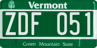 VT license plate ZDF051