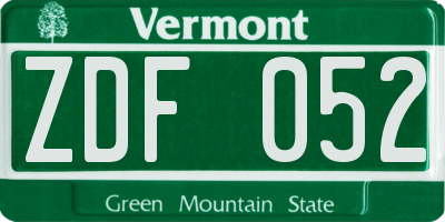 VT license plate ZDF052