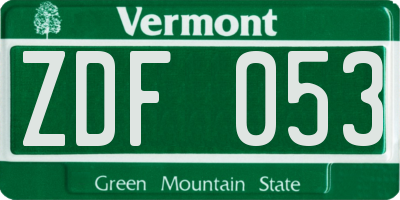 VT license plate ZDF053