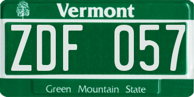 VT license plate ZDF057