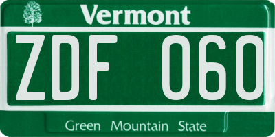 VT license plate ZDF060