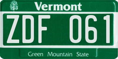 VT license plate ZDF061