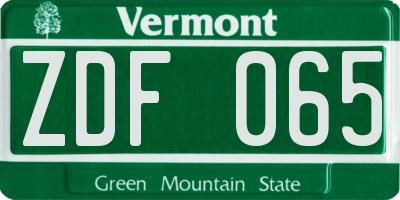 VT license plate ZDF065