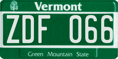 VT license plate ZDF066