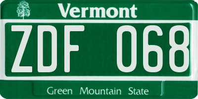 VT license plate ZDF068