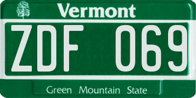 VT license plate ZDF069