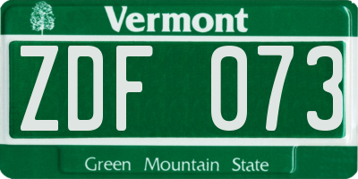 VT license plate ZDF073