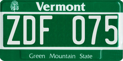 VT license plate ZDF075
