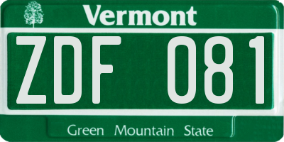 VT license plate ZDF081
