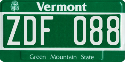 VT license plate ZDF088