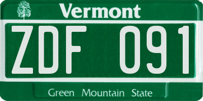 VT license plate ZDF091