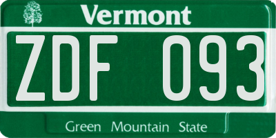 VT license plate ZDF093