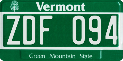 VT license plate ZDF094