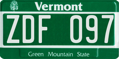 VT license plate ZDF097