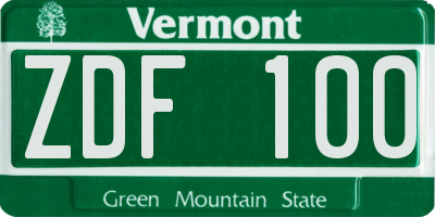 VT license plate ZDF100
