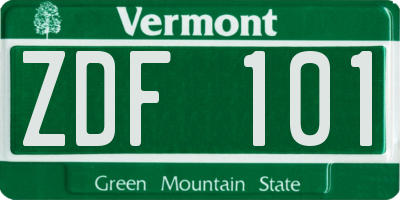 VT license plate ZDF101